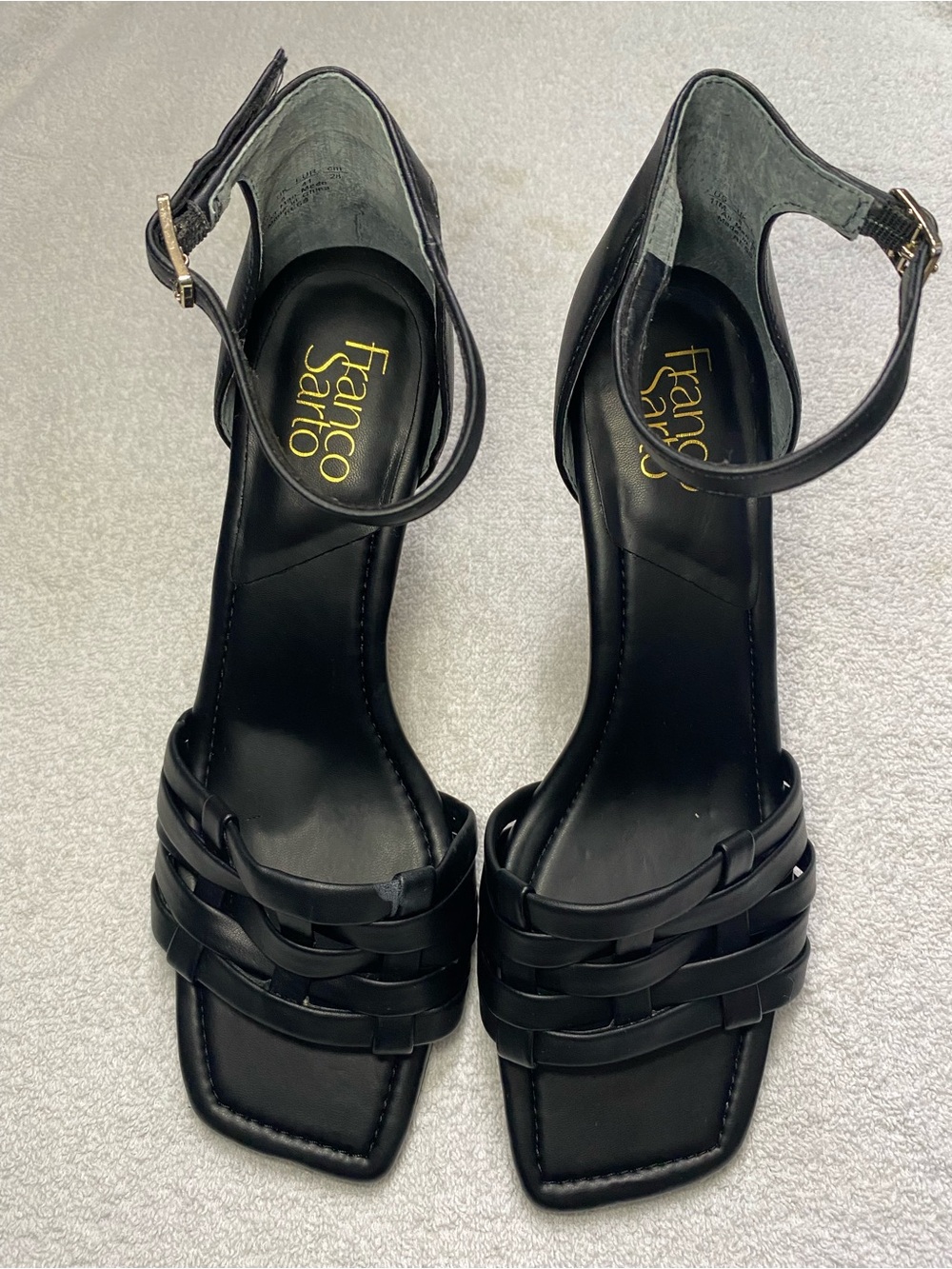 Franco Sarto Black Woven Leather Ankle-Strap Sandals Size 11 M - Picture 3 of 9
